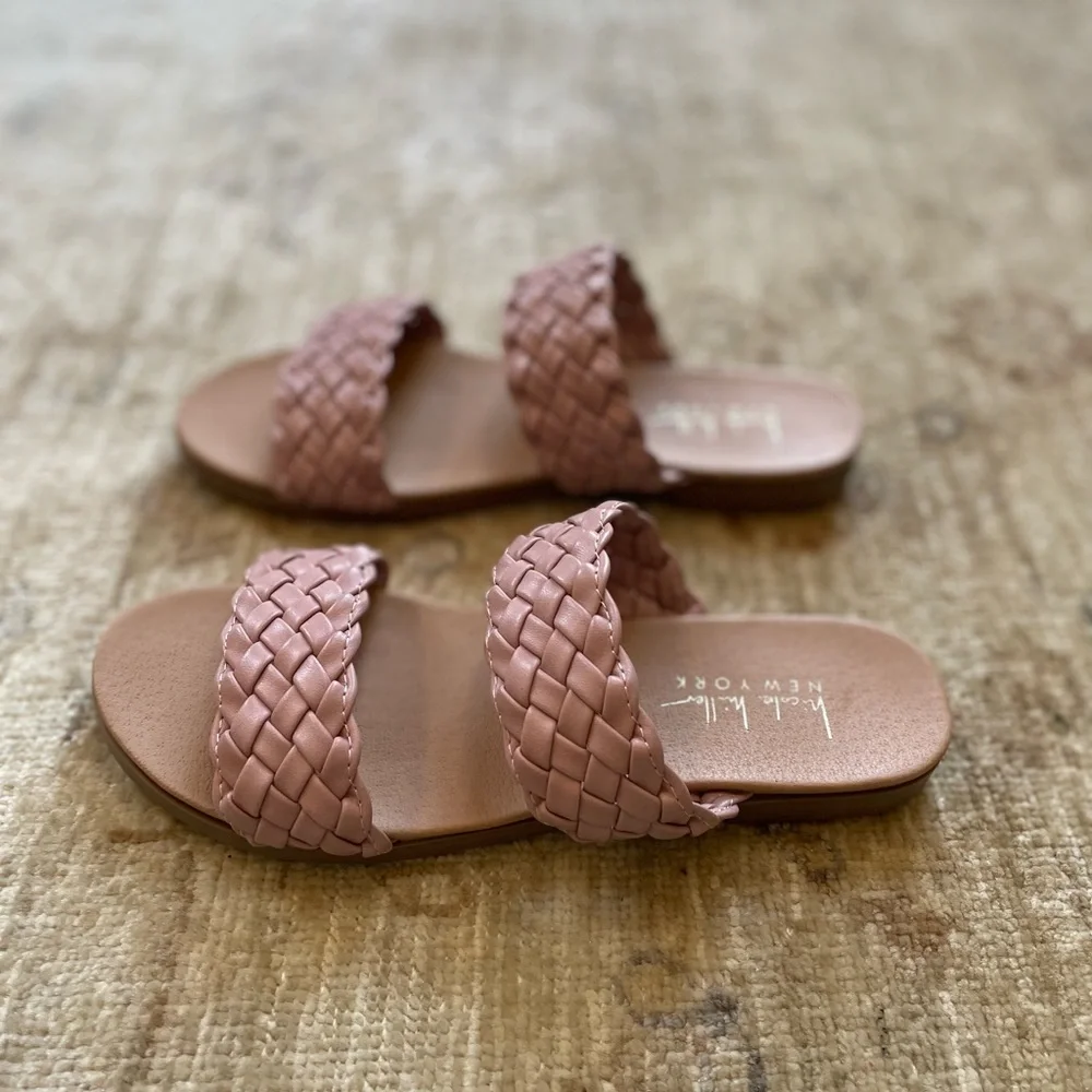 Nicole Miller, Braided Double Band Flat Sandals, Dusty Pink, Size 6 - Picture 7 of 10